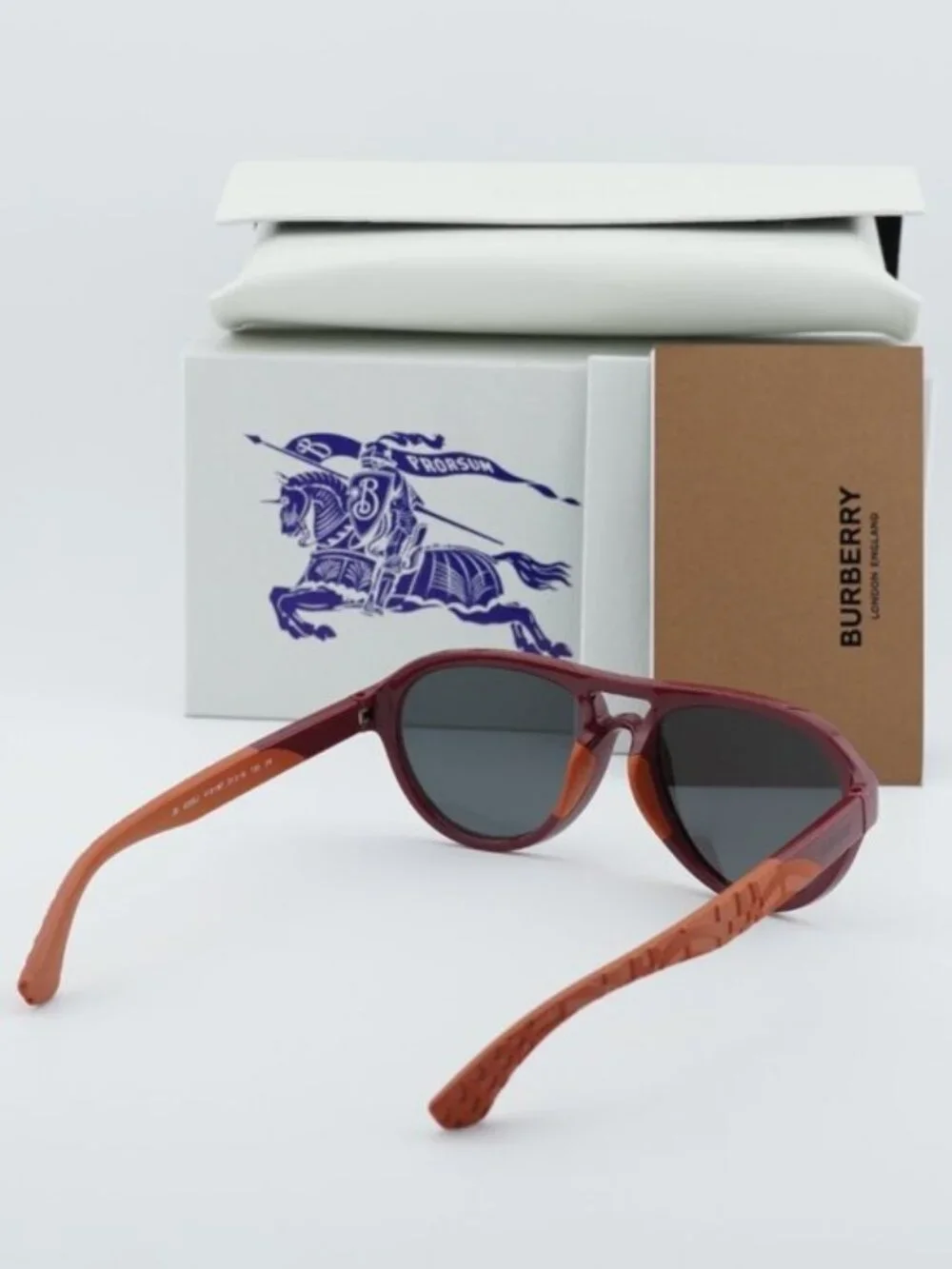 Burberry Kids JB4005U 418187 Aviator Sunglasses - Red/Dark Grey